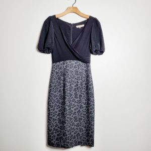 Rebecca Taylor Puff Sleeve Leopard Print Dress